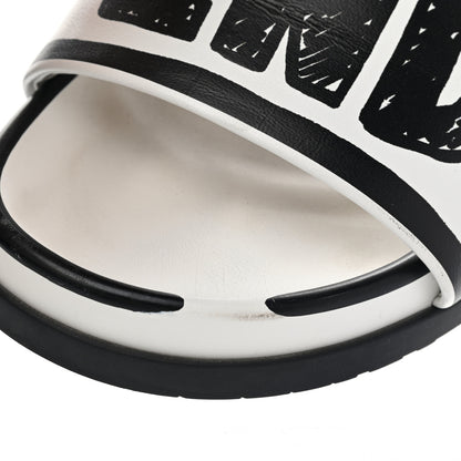 Fendi X JOSHUA VIDES Roma Calfskin Fussbetts Slide Sandals 38 Snow White Black 10 of 13