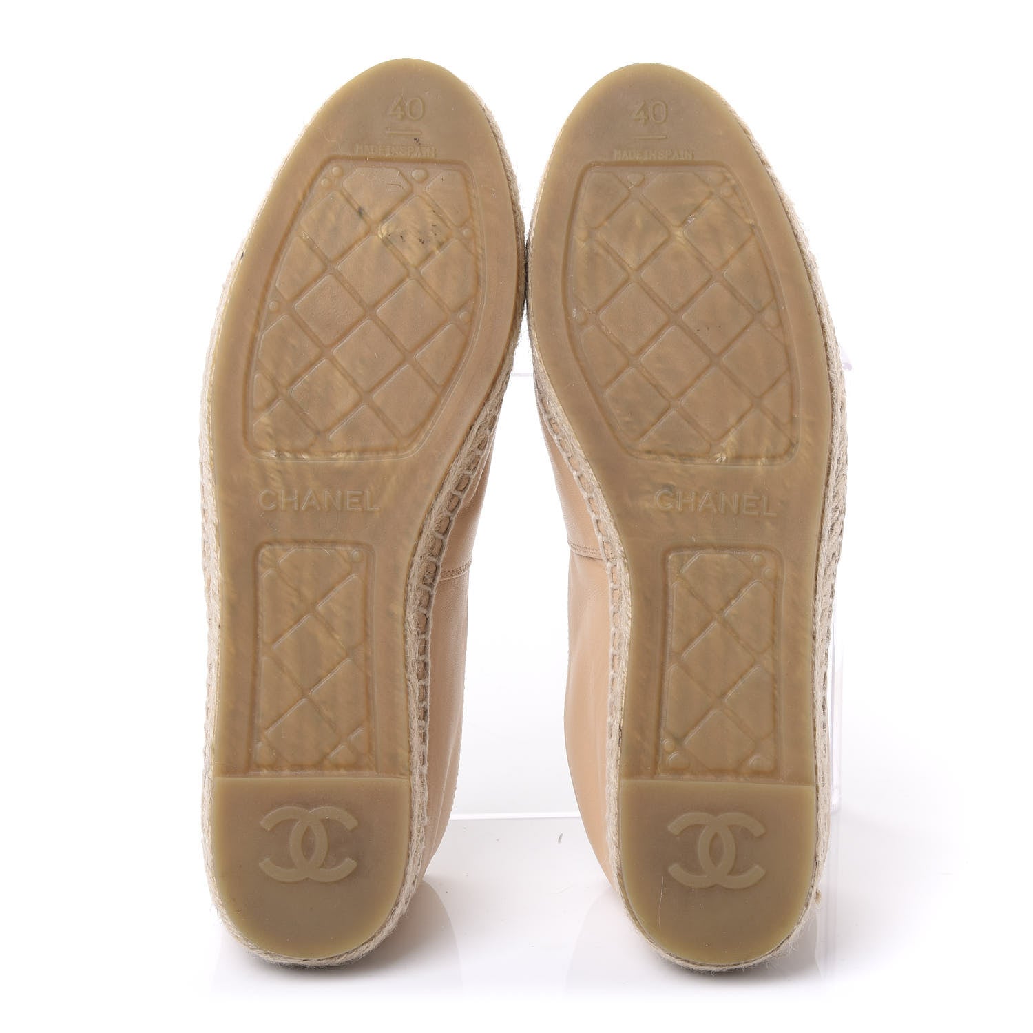 Chanel Lambskin CC Espadrilles 40 Beige Black 5 of 9