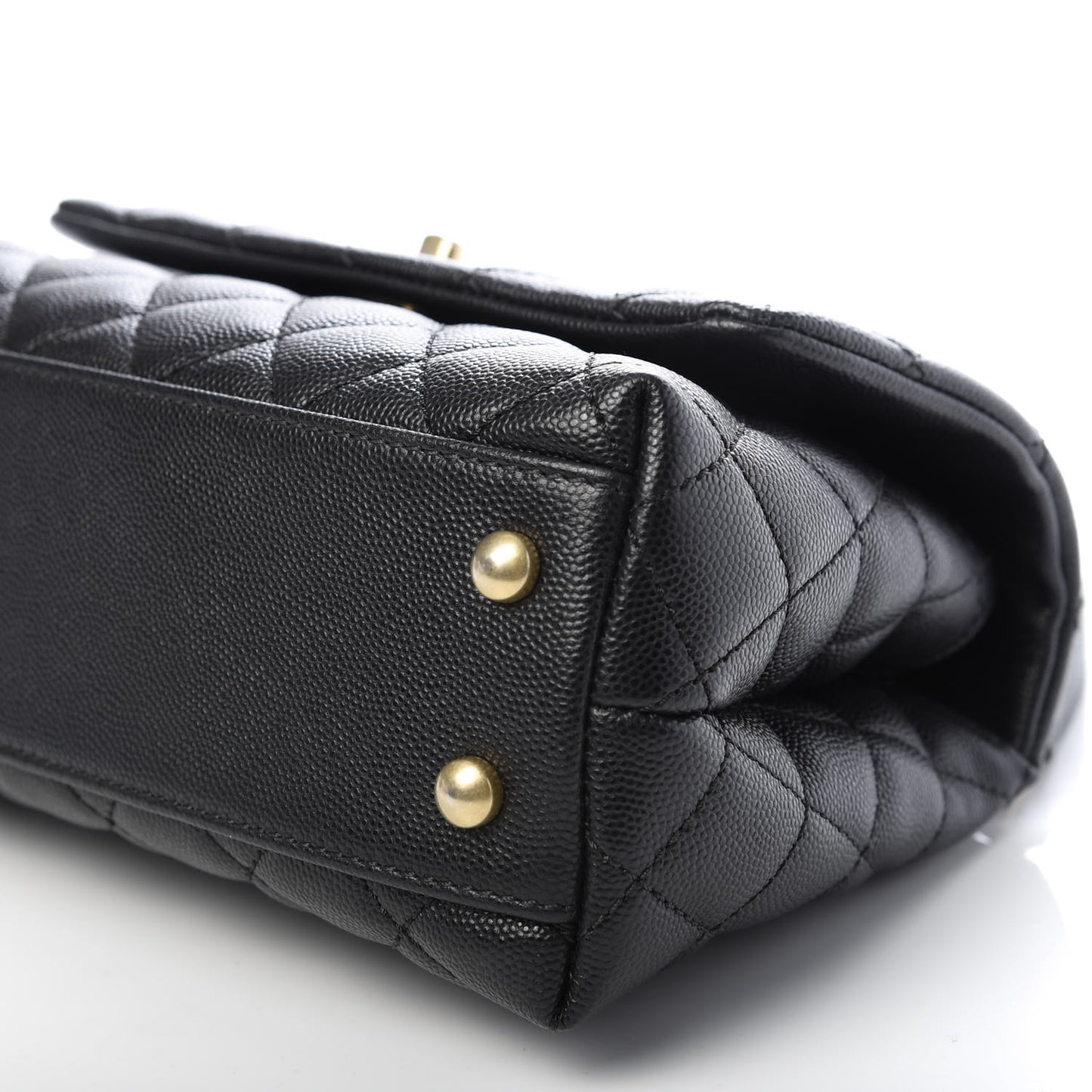 Caviar Lizard Embossed Quilted Mini Coco Handle Flap Black