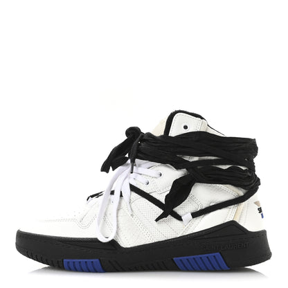 Saint Laurent Calfskin Smith High Top Sneakers 42 White Black 1 of 16