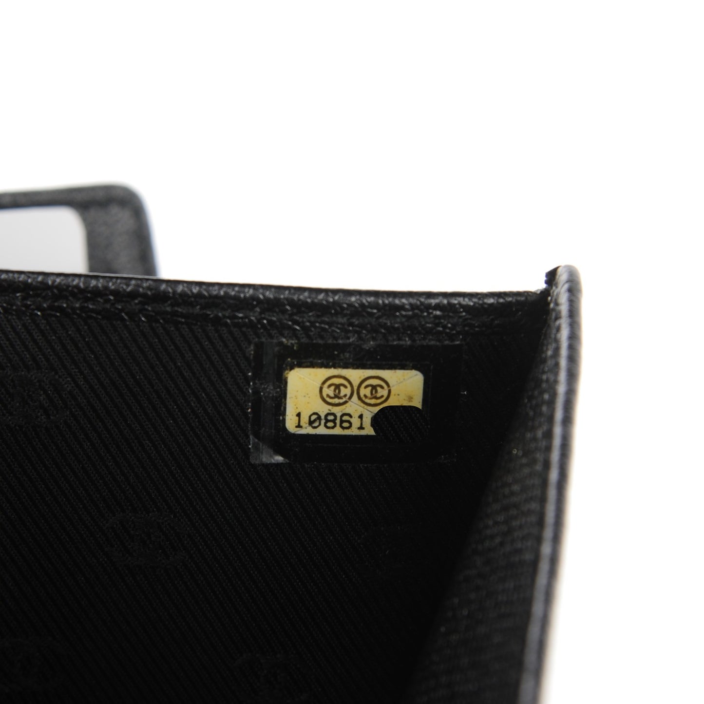 Grained Calfskin CC Button Flap Wallet Black