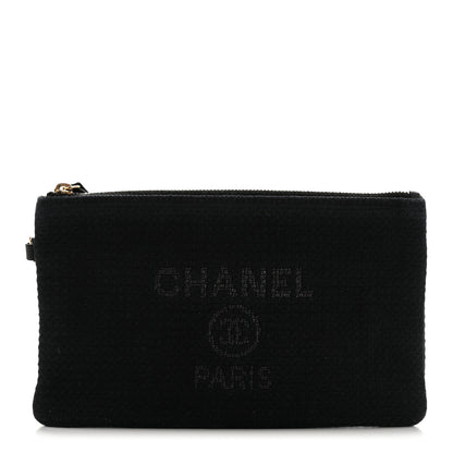 Chanel Mixed Fibers Deauville Pouch Black 1 of 7