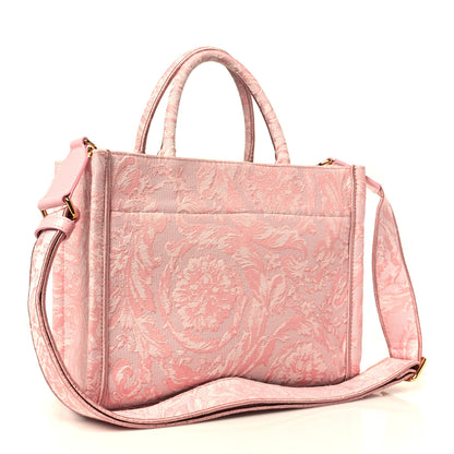 Versace Jacquard Barocco Print Small Athena Tote Pink 3 of 8