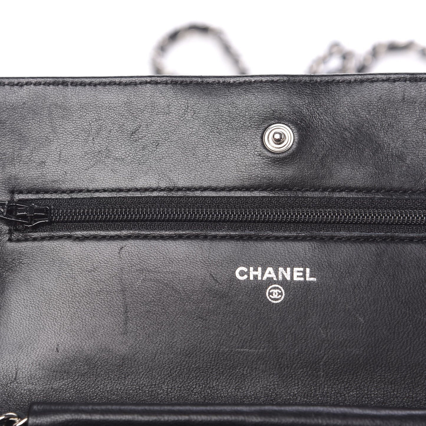 Lambskin Quilted Wallet On Chain WOC Black