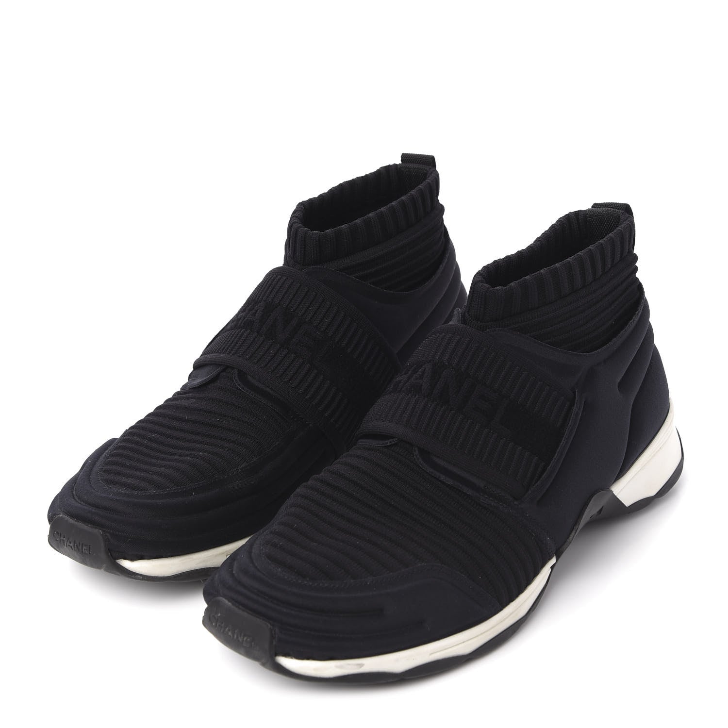 Chanel Stretch Fabric CC Sneakers 38 Black 3 of 8
