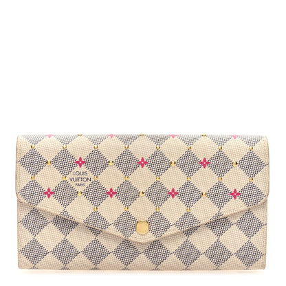 Louis Vuitton Damier Azur Studded Sarah Wallet NM Fuchsia 1 of 6