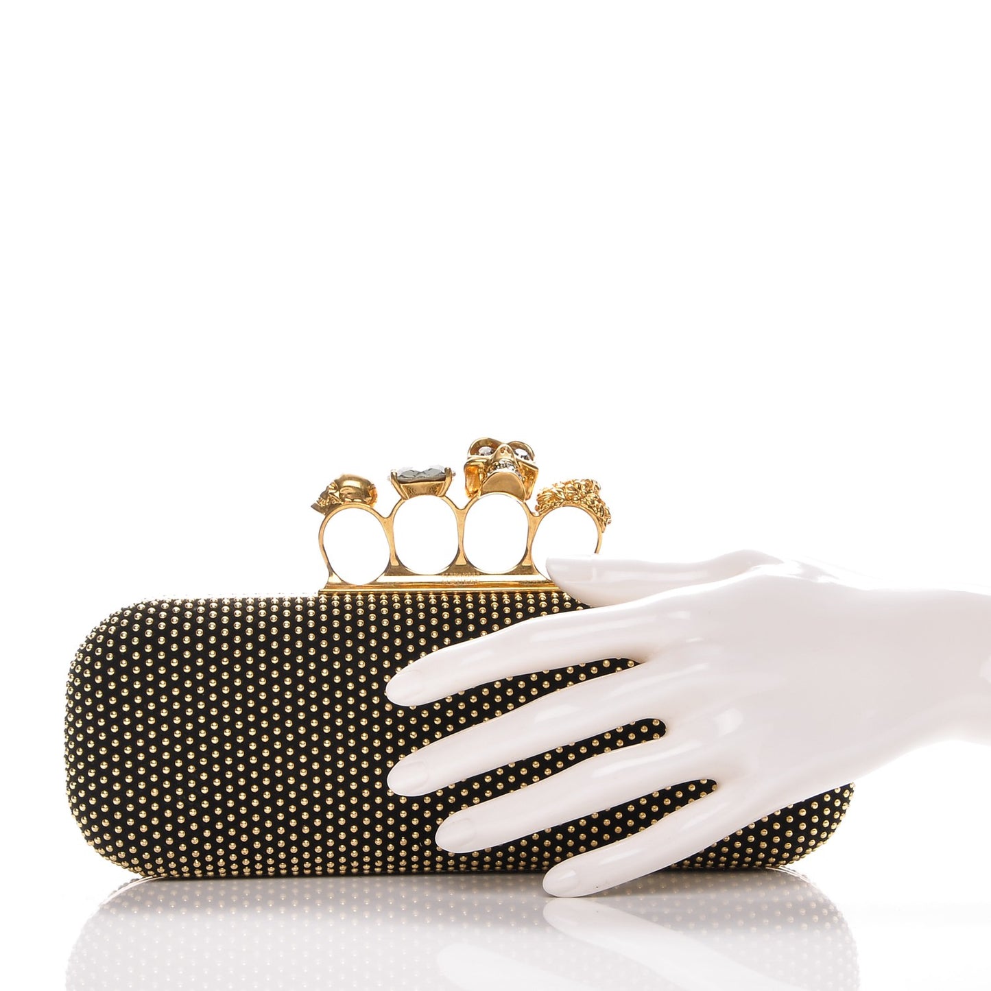 Studded Knucklebox Clutch Black