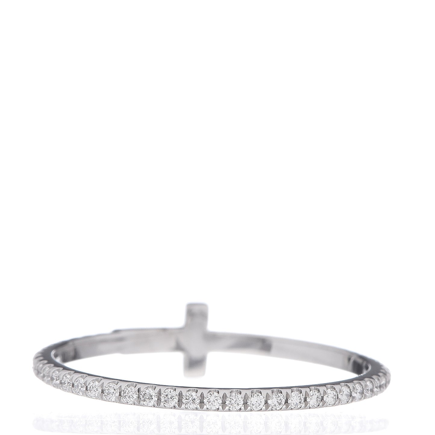 18K White Gold Diamond T Wire Pave Ring 57 8