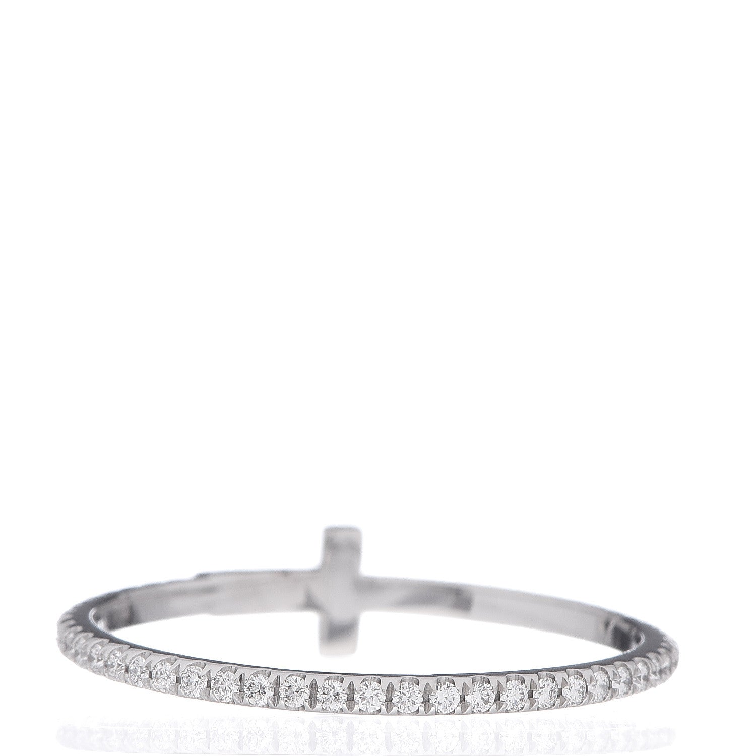 Tiffany 18K White Gold Diamond T Wire Pave Ring 57 8 4 of 5
