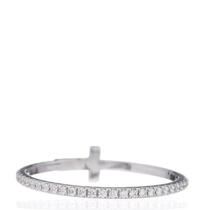 Tiffany 18K White Gold Diamond T Wire Pave Ring 57 8 4 of 5