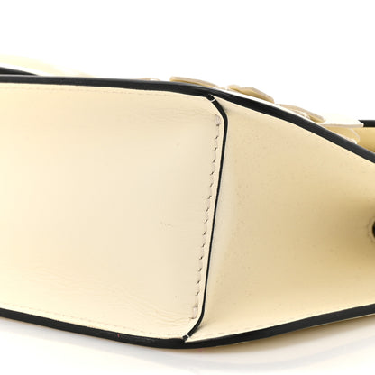 Valentino Garavani Calfskin Floral Embellished Monochrome Vlogo Loco Shoulder Bag White 9 of 12