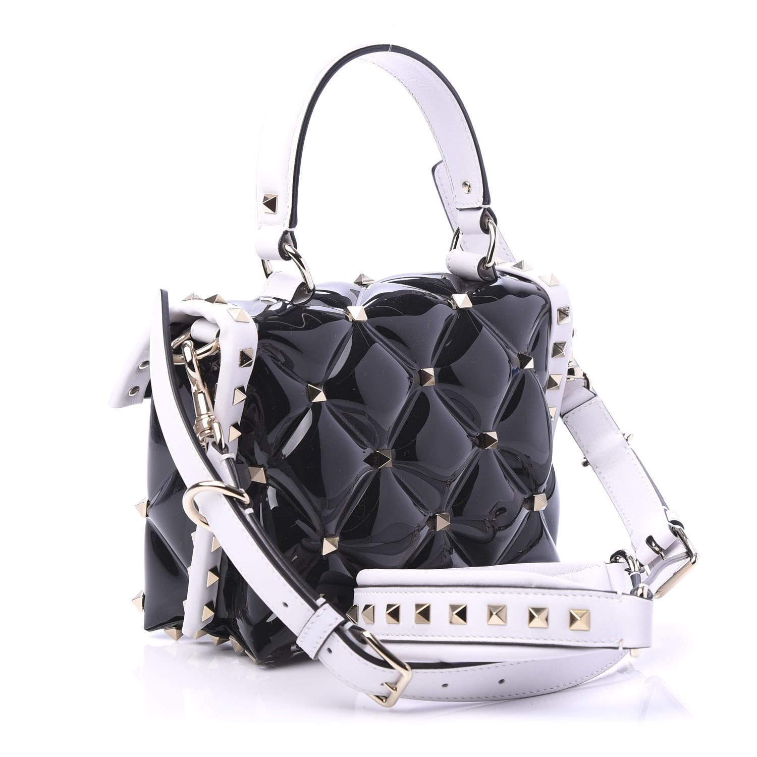 Valentino Garavani PVC Candystud Top Handle Bag Black White 4 of 10