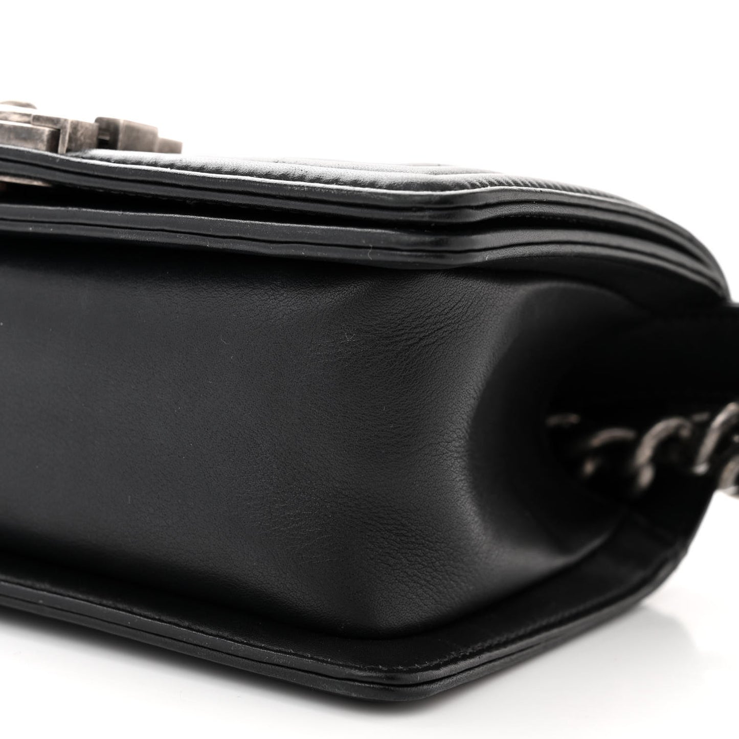 Calfskin Quilted Small Boy Flap Black