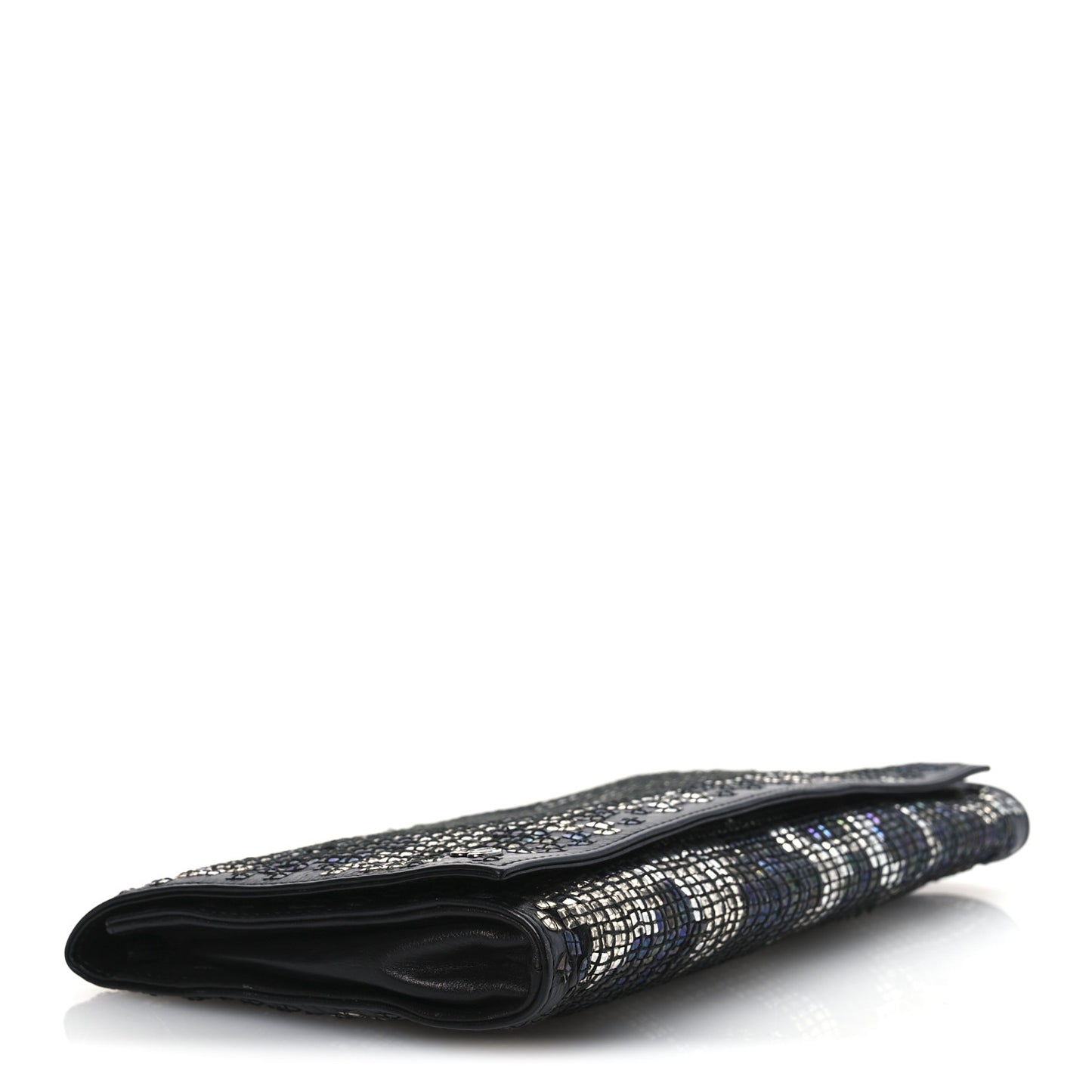 Calfskin Studded Evening Clutch  Black Silver