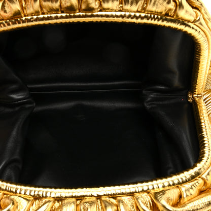 Bottega Veneta Metallic Bark Calfskin Embossed The Pouch Oversized Clutch Oro 5 of 8