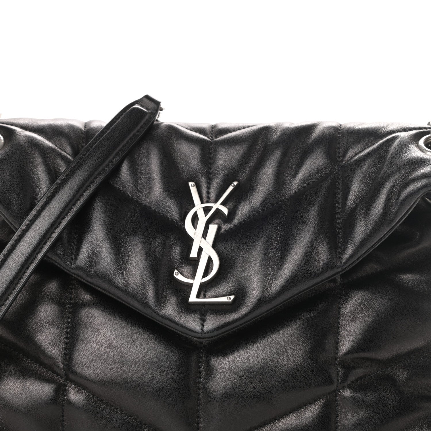 Saint Laurent Lambskin Quilted Small Loulou Puffer Monogram Chain Satchel Black 8 of 10