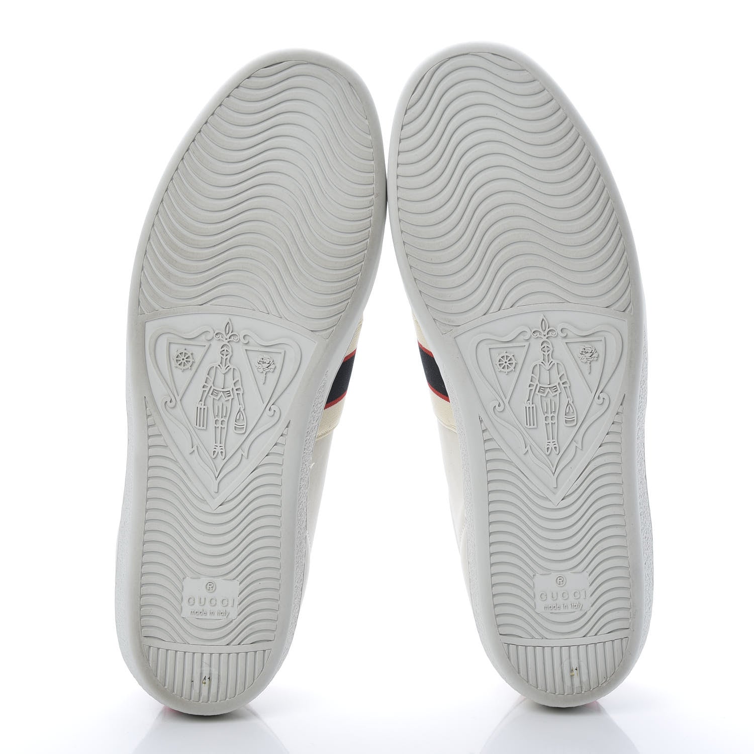 Gucci Calfskin Stripe Womens New Ace Sneakers 41 New Mystic White Ecru Red Flame 5 of 9