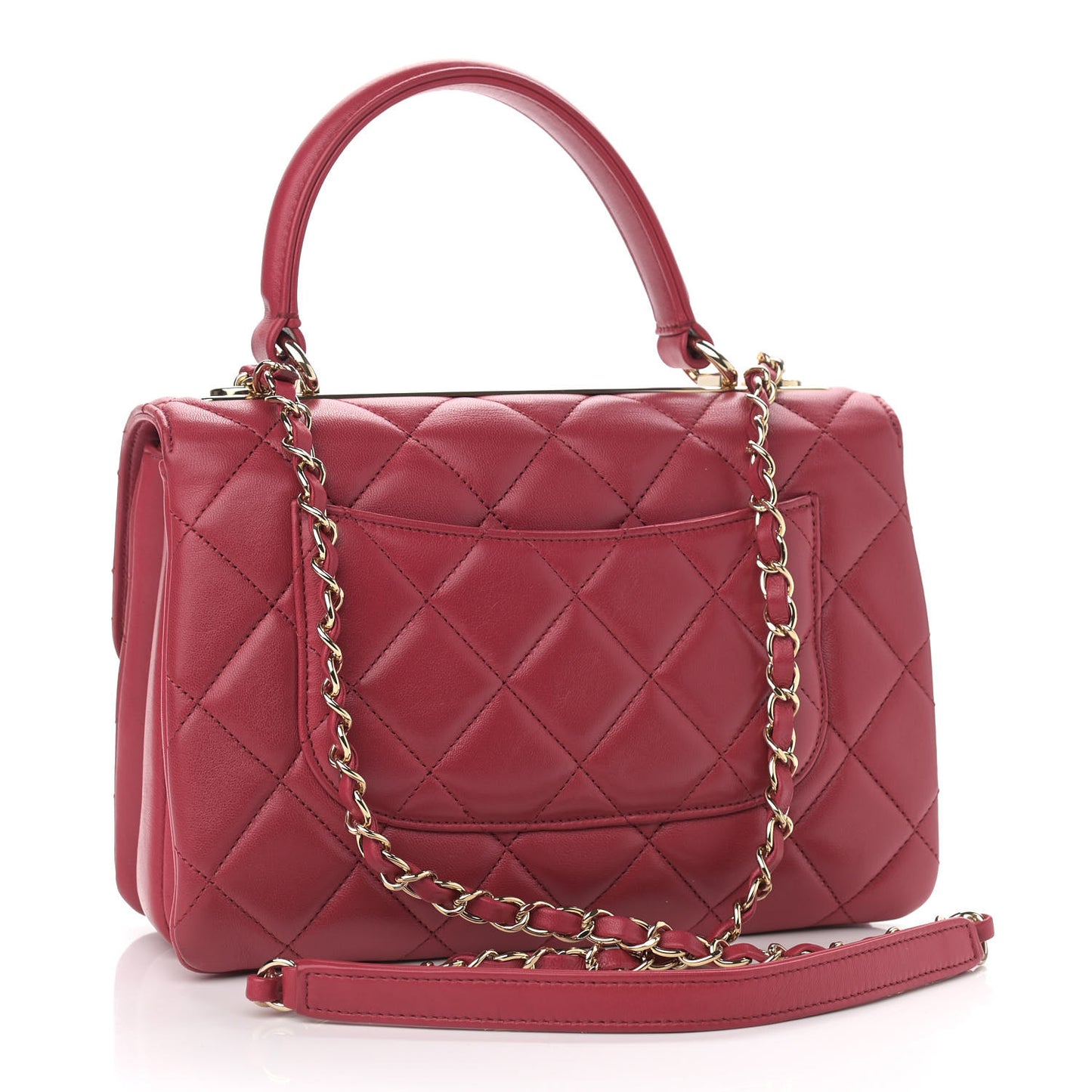 Lambskin Quilted Small Trendy CC Flap Dual Handle Bag Dark Pink