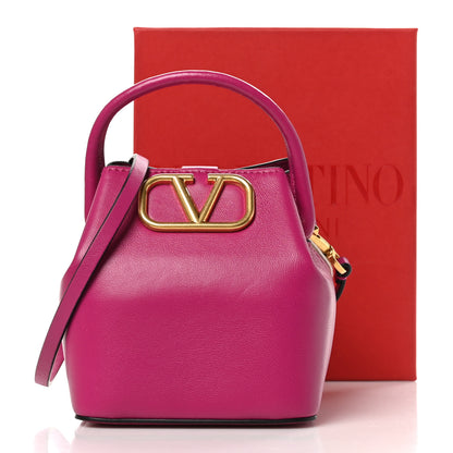 Valentino Garavani Nappa Mini Vlogo Bucket Bag Rose Violet 10 of 10