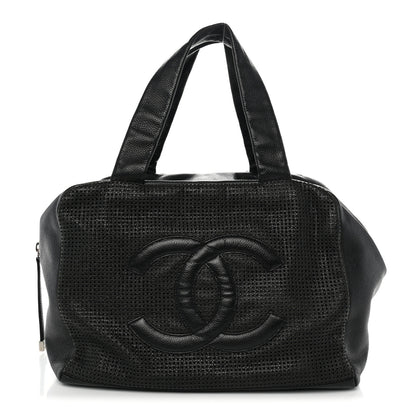 Chanel Leather Perforated Bowler Black 1 of 10