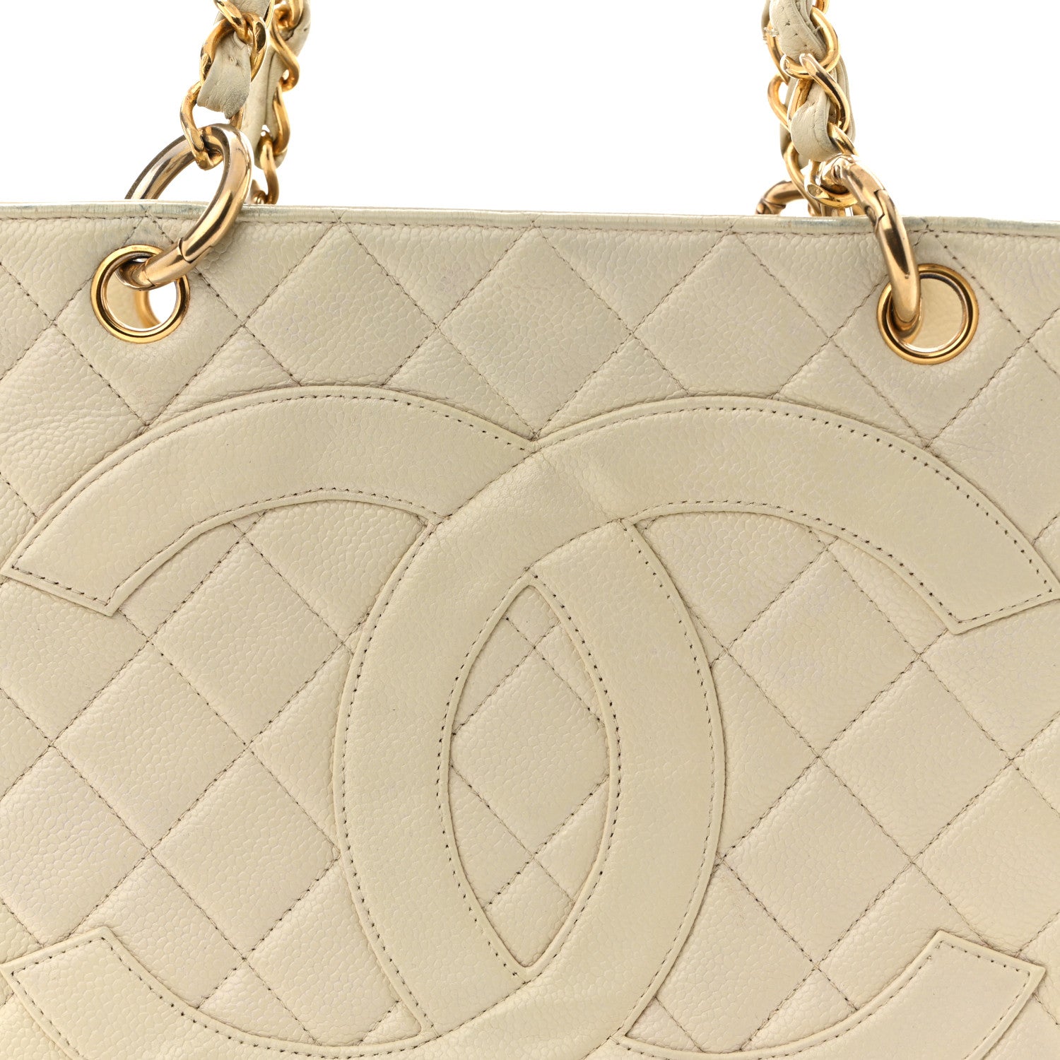 Chanel Caviar Quilted Timeless CC Shopping Tote White 9 of 14