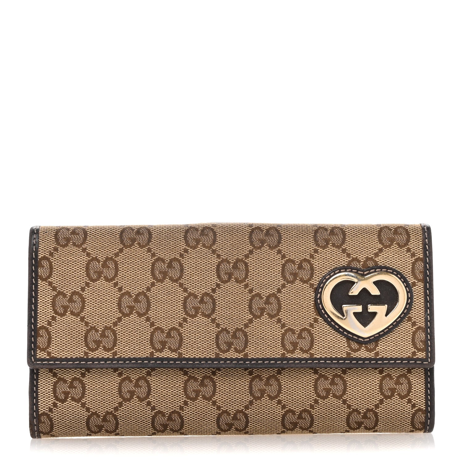 Gucci Monogram Lovely Heart Continental Wallet Brown 1 of 9