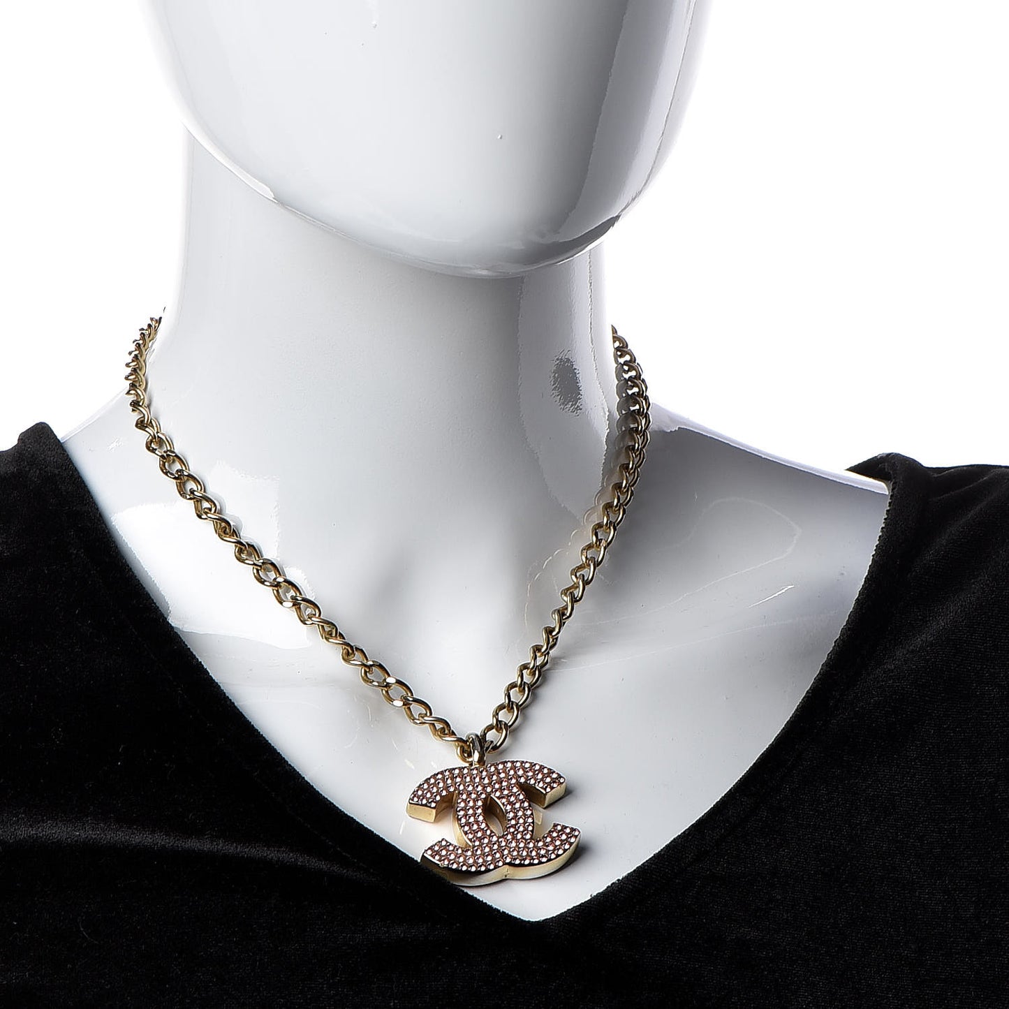 Crystal CC Necklace Pink Gold