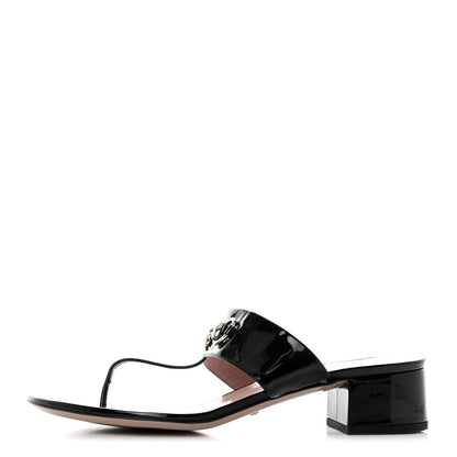 Gucci Patent Horsebit Thong Sandals 41 Black 1 of 7