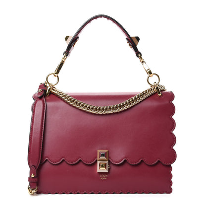 Fendi Vitello Liberty Scalloped Studded Kan I Shoulder Bag Black Cherry 1 of 12