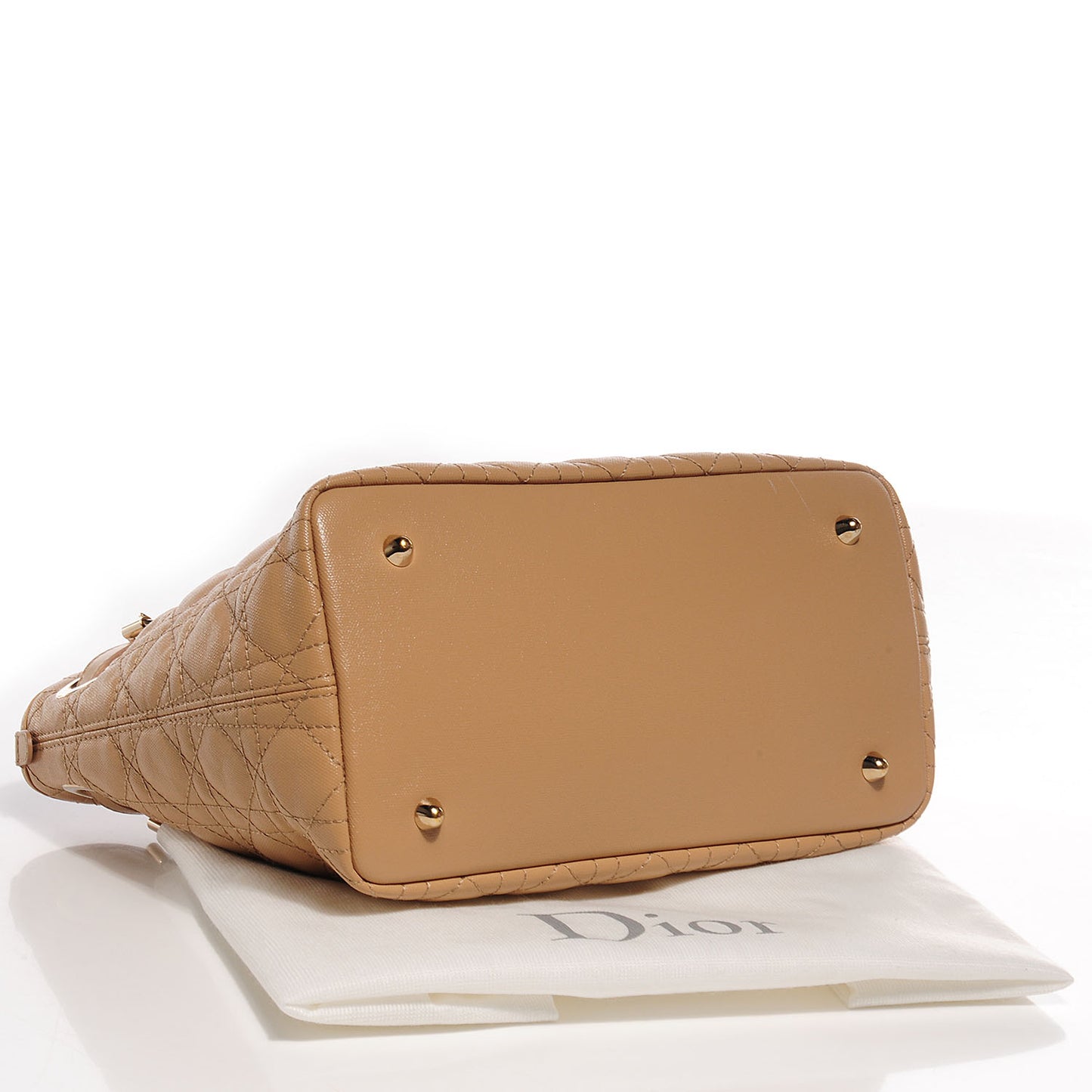 Coated Canvas Cannage Small Panarea Tote Beige