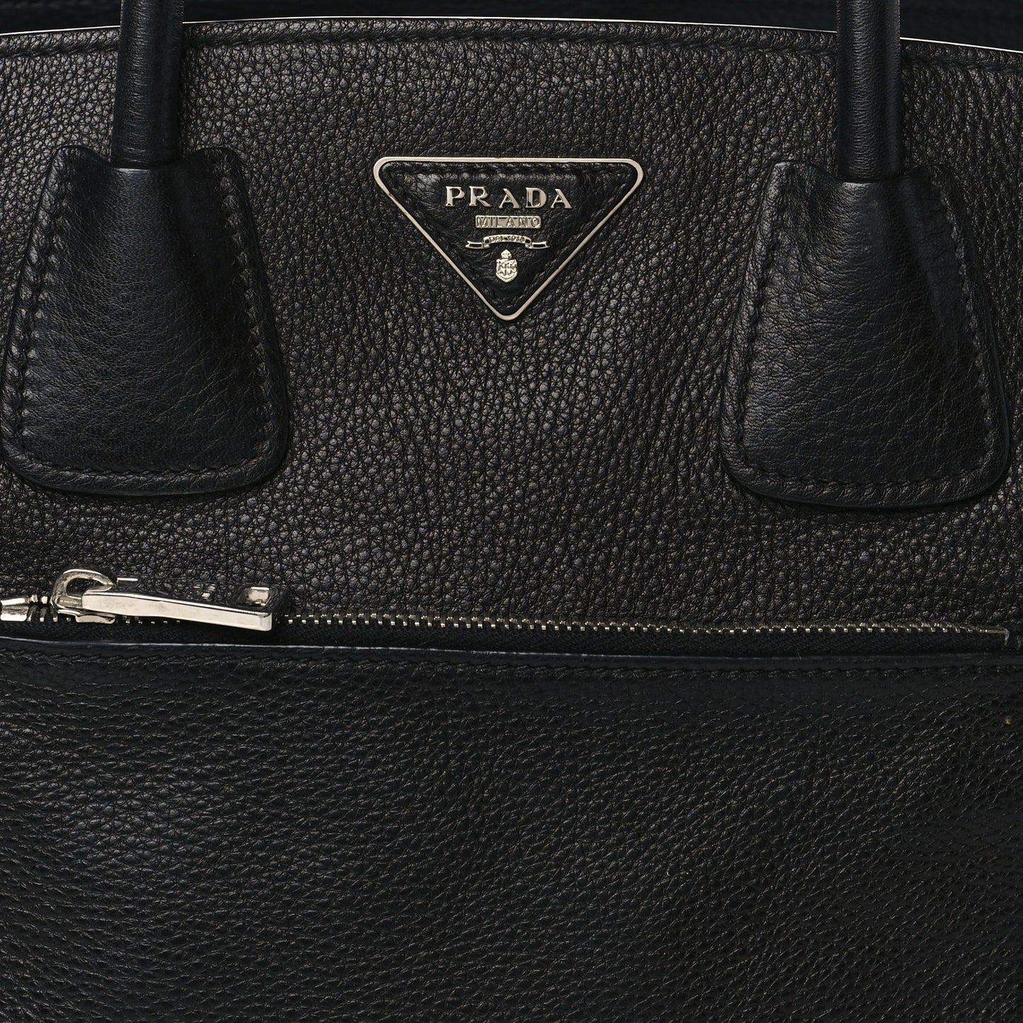 Glace Calf Twin Pocket Tote Black