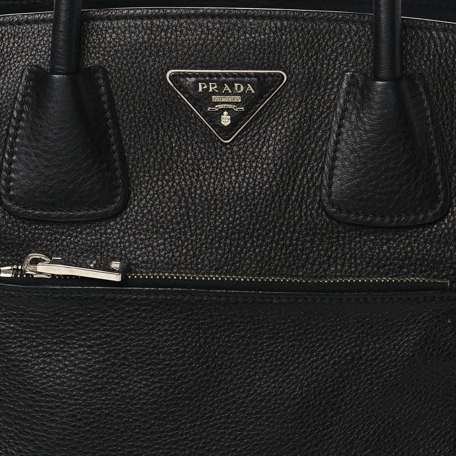 Prada Glace Calf Twin Pocket Tote Black 15 of 26