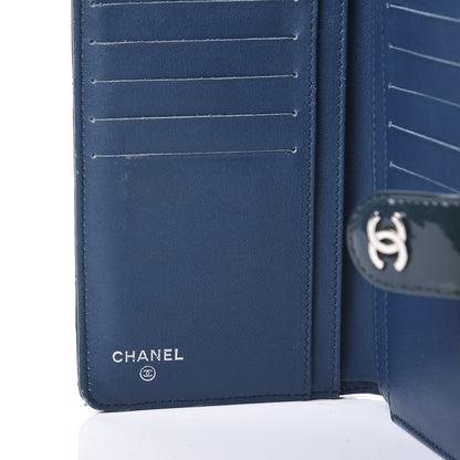 Chanel Patent Quilted Zip Pocket Wallet Blue 10 of 11
