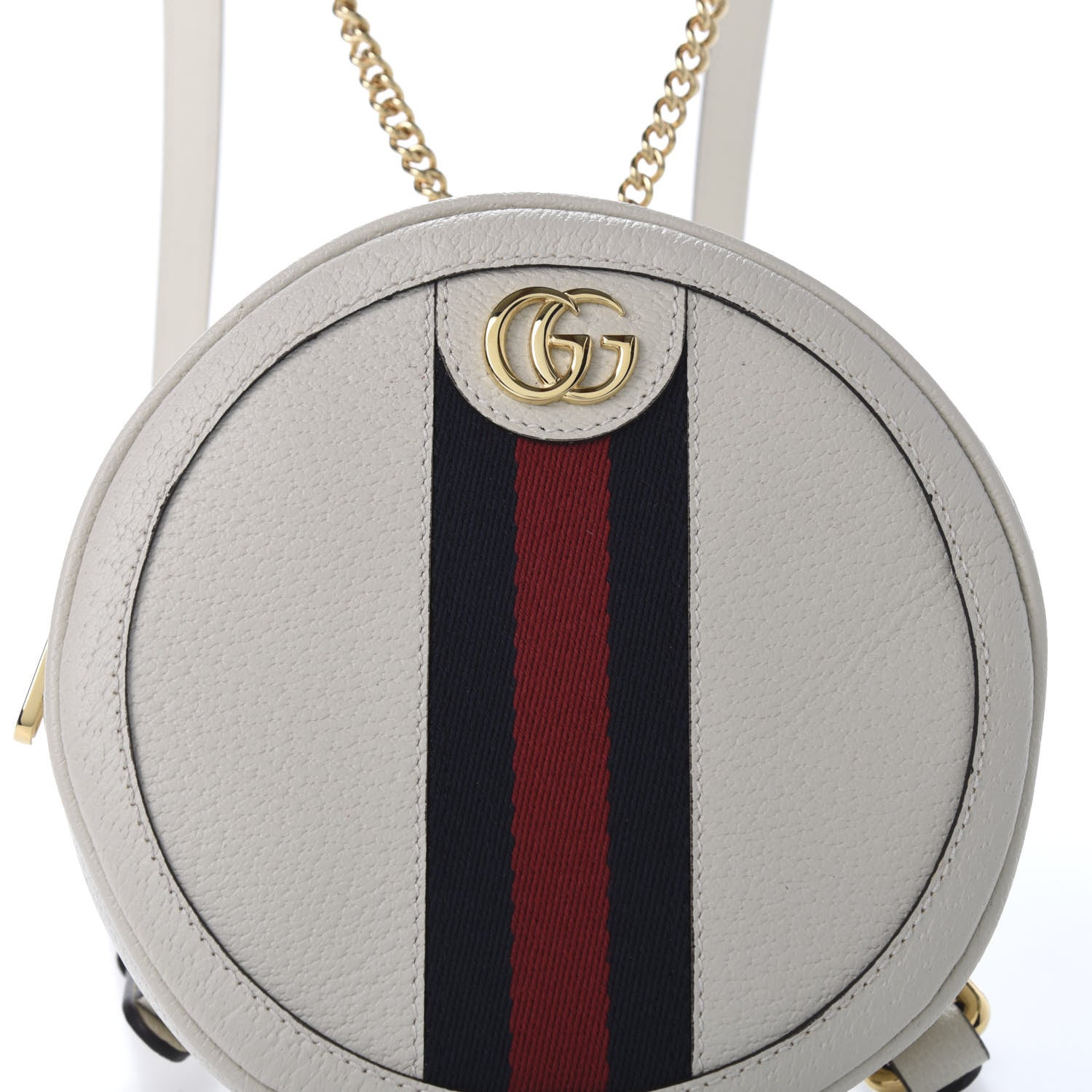 Gucci Textured Calfskin Web Mini Ophidia Round Backpack Mystic White 9 of 10