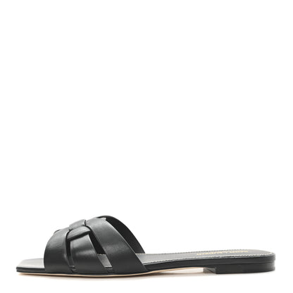 Saint Laurent Calfskin Tribute 05 Slide Sandals 39.5 Black 1 of 9
