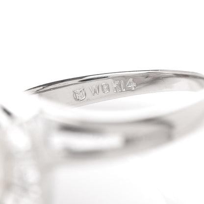Mikimoto 14K White Gold Diamond Akoya Pearl 9mm Deco Ring 49 4.75 4 of 5