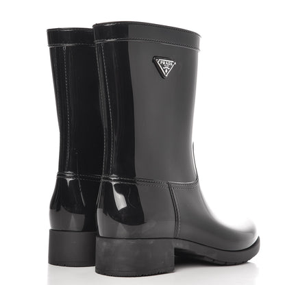 Prada Sport Rubber Mid Calf Rain Boots 40 Black 4 of 11