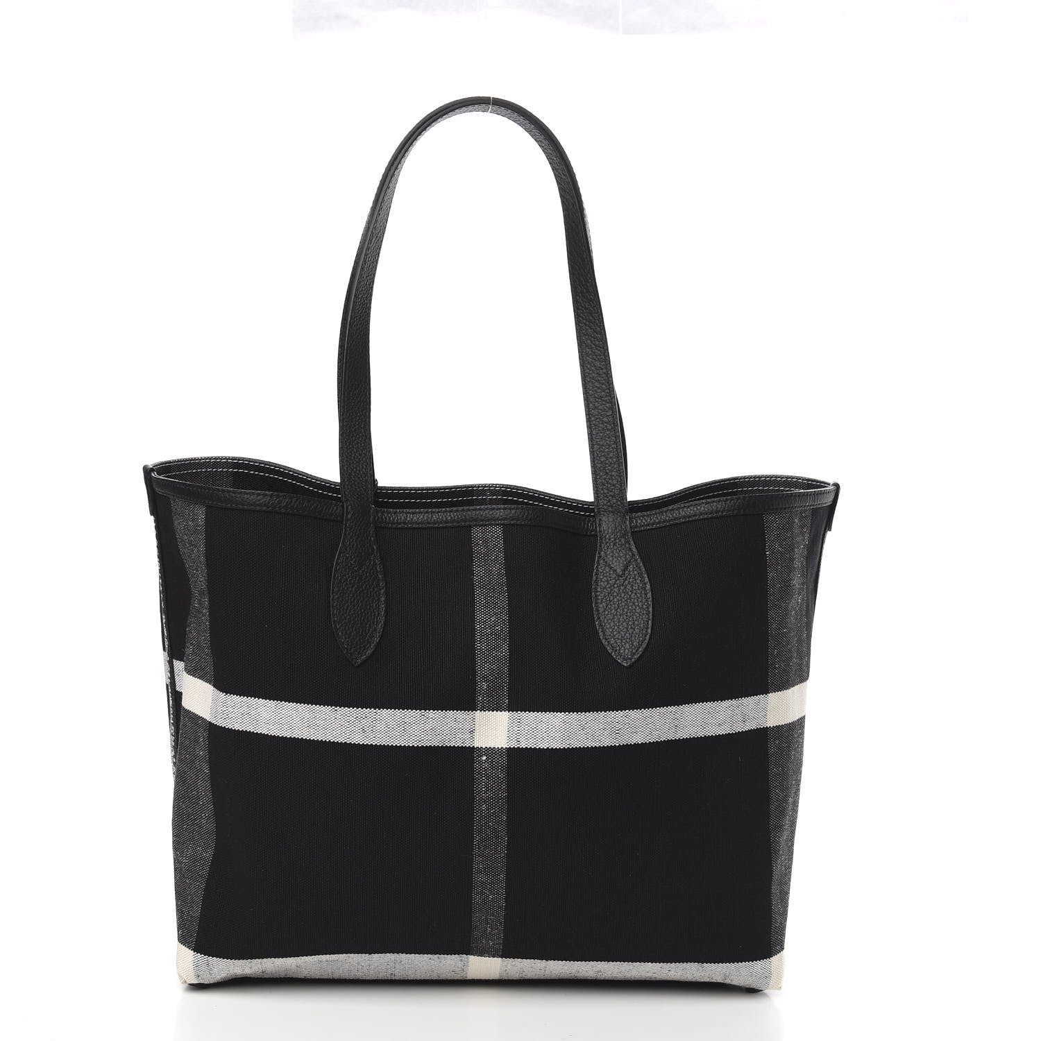 Burberry Coated Canvas Mega Check Medium Doodle Tote Black White 5 of 12