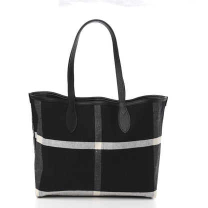 Burberry Coated Canvas Mega Check Medium Doodle Tote Black White 5 of 12