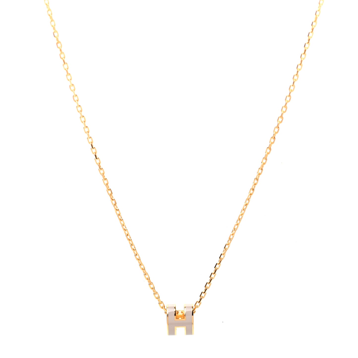 Lacquered Gold Mini Pop H Pendant Necklace Marron Glace