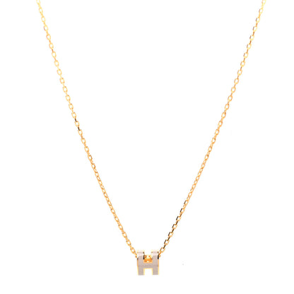 Hermes Lacquered Gold Mini Pop H Pendant Necklace Marron Glace 1 of 5