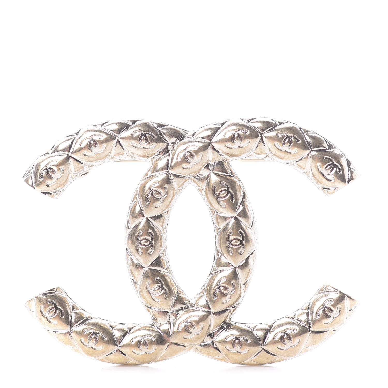 Chanel Metal CC Diamond Quilted Brooch Light Gold 1 of 4