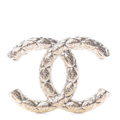 Chanel Metal CC Diamond Quilted Brooch Light Gold 1 of 4
