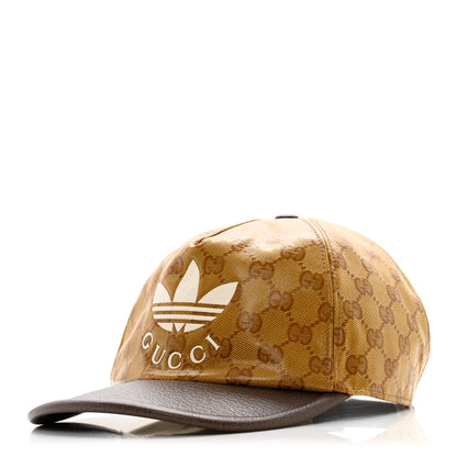 Gucci X ADIDAS Crystal Monogram Textured Dollar Calfskin Trefoil Embroidered Stefanos Baseball Hat L Mid Natural New Acero 1 of 12