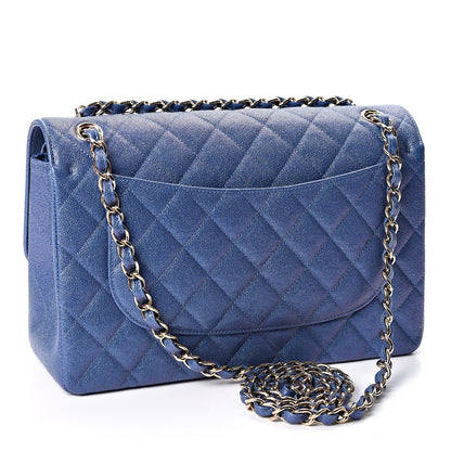 Chanel Iridescent Caviar Quilted Jumbo Double Flap Dark Blue 2 of 9
