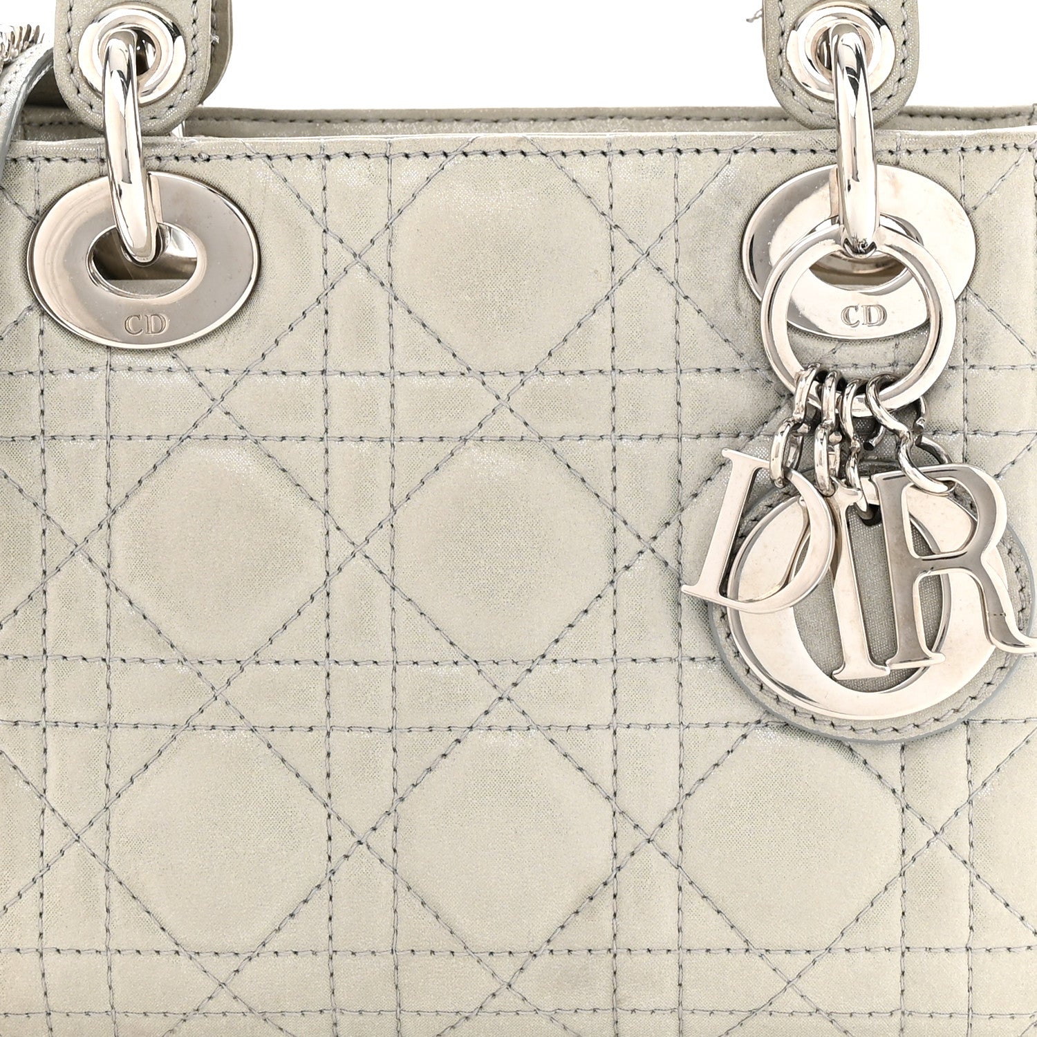 Christian Dior Metallic Nubuck Cannage Mini Lady Dior Silver 8 of 11