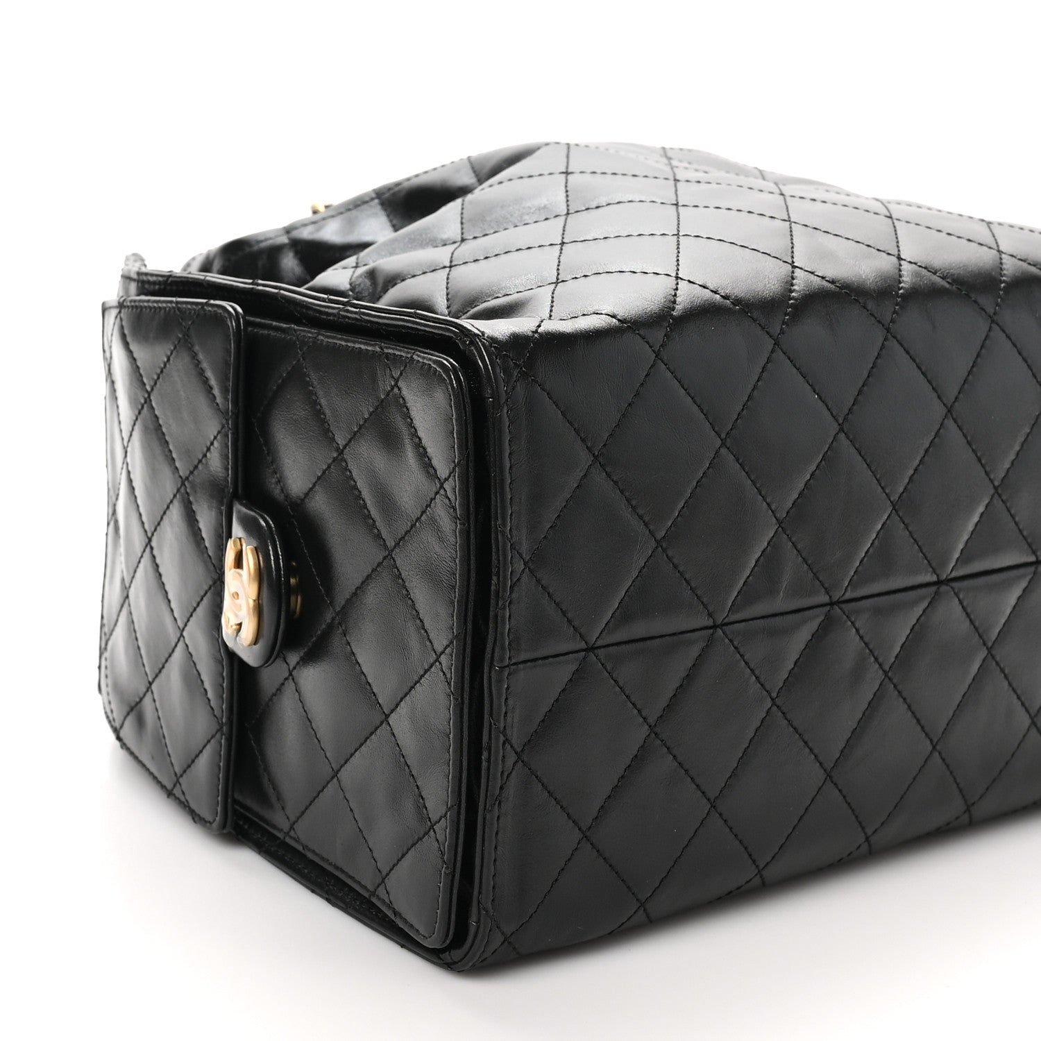 Chanel Shiny Crumpled Calfskin Quilted Medium Chanel 25 Handbag Black 10 of 11