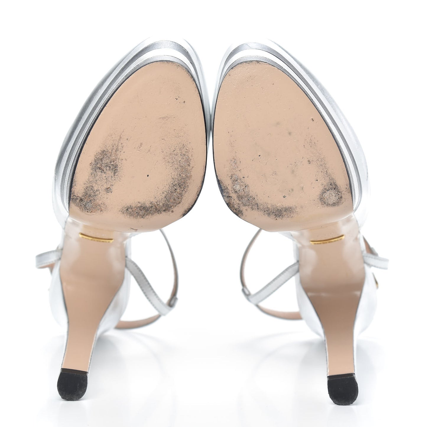 Nappa Angel T-Strap Platform High Heel Pumps 39.5 Argento
