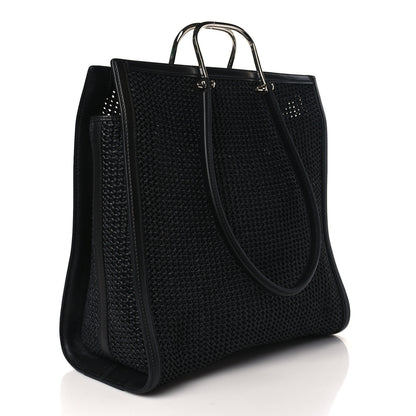 Alexander McQueen Raffia Calfskin The Tall Story Tote Bag Black 2 of 7