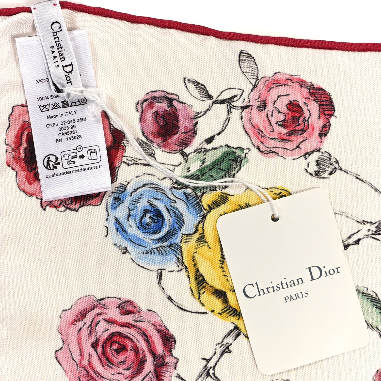 Christian Dior Silk Florilegio 90 Square Scarf Red 3 of 3